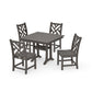 POLYWOOD Chippendale 5-Piece Farmhouse Trestle Side Chair Dining Set — Driftwood