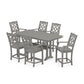 POLYWOOD Chinoiserie Arm Chair 7-Piece Farmhouse Counter Set with Trestle Legs — Slate Grey