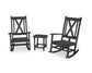 POLYWOOD Braxton 3-Piece Porch Rocking Chair Set — Black