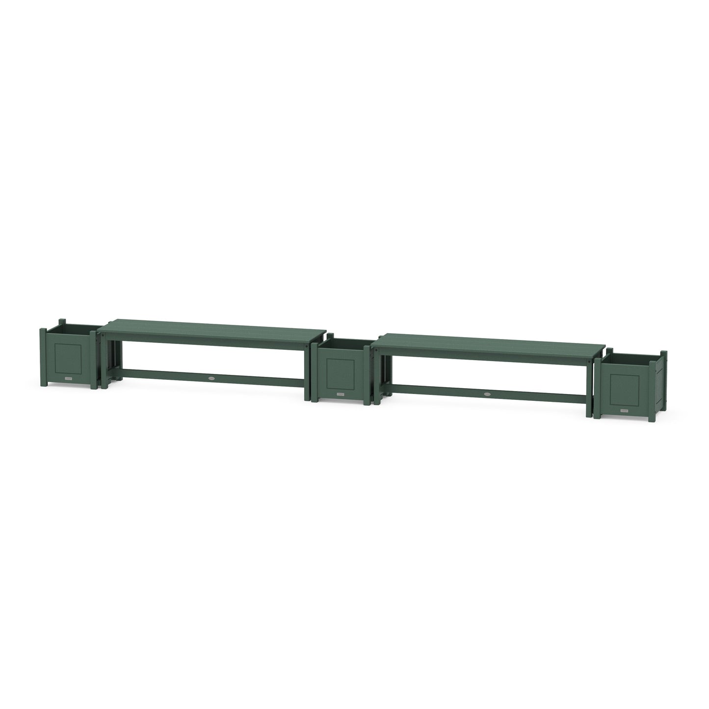 POLYWOOD 60" Country Living Straight Double Planter Bench Set — Green