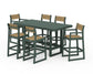 POLYWOOD EDGE Sling 7-Piece Bar Table Set — Green / Burlap Sling