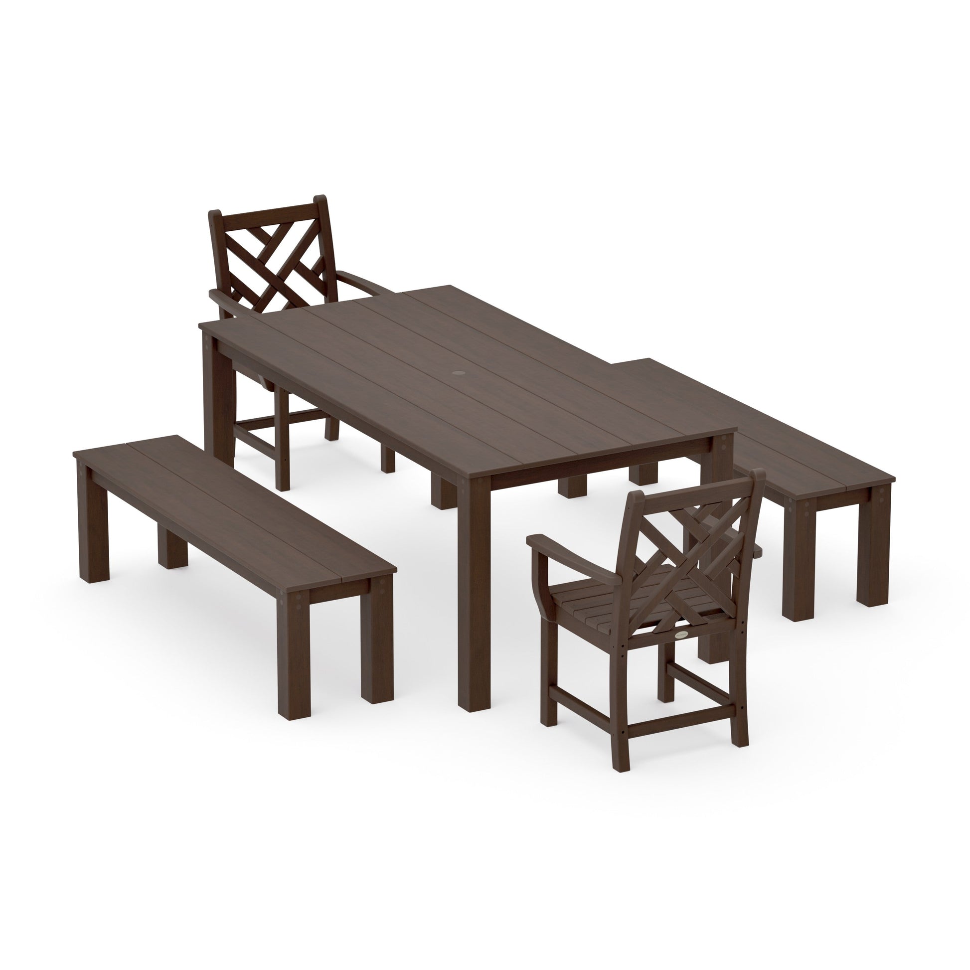 POLYWOOD Chippendale 5-Piece Parsons Dining Set with Benches — Kona