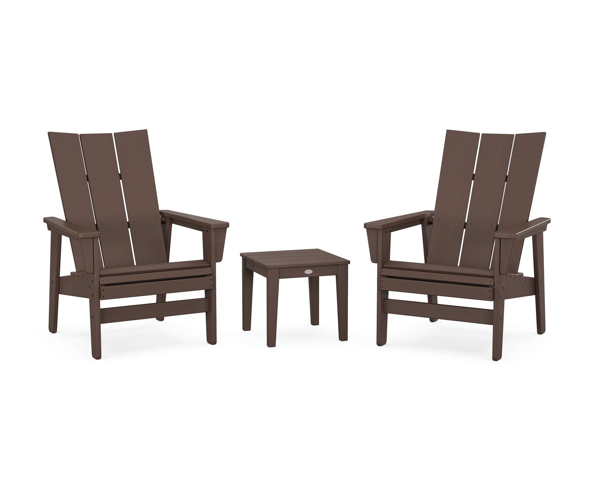 POLYWOOD 3-Piece Modern Grand Upright Adirondack Set — Mahogany