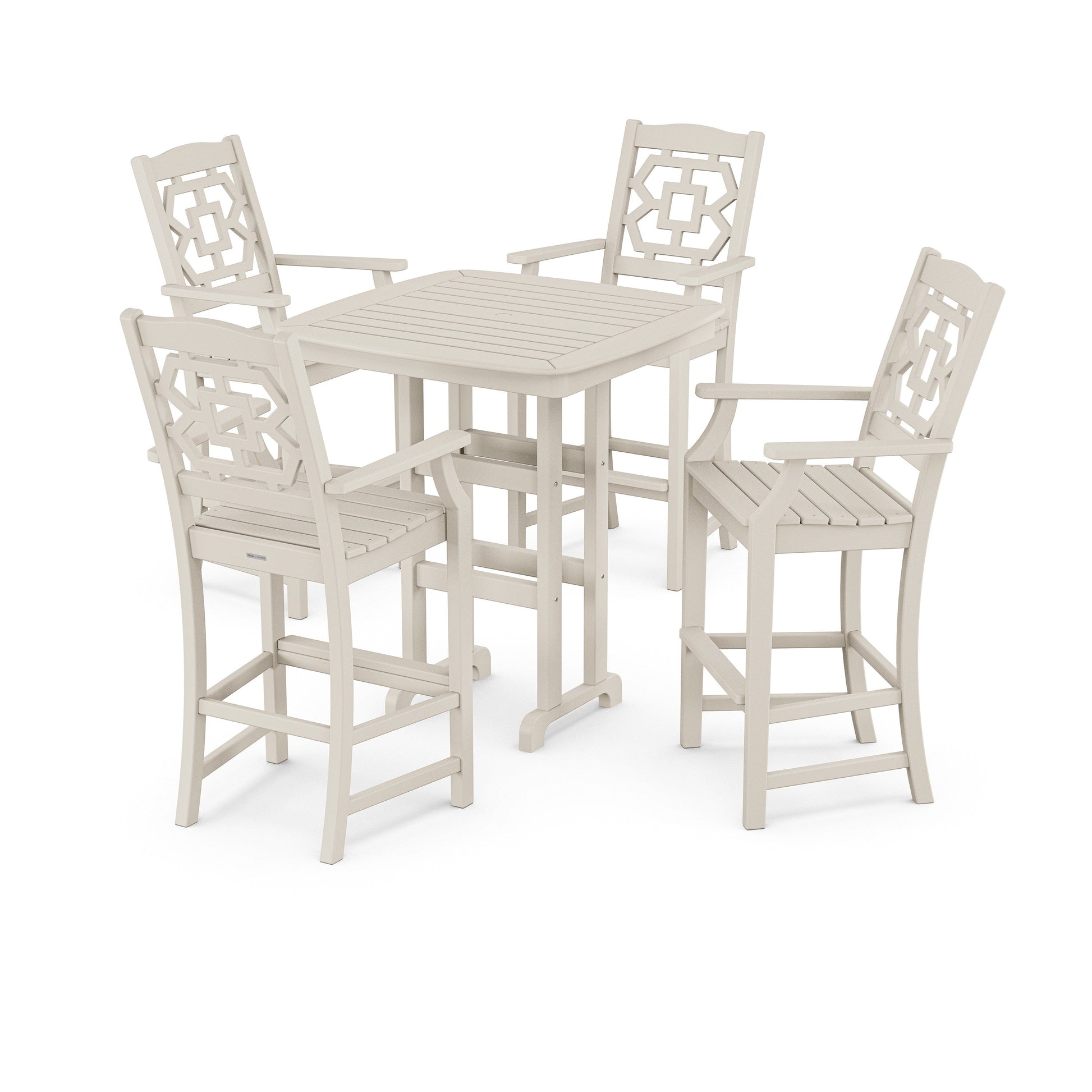 POLYWOOD Chinoiserie 5-Piece Bar Set — Sand