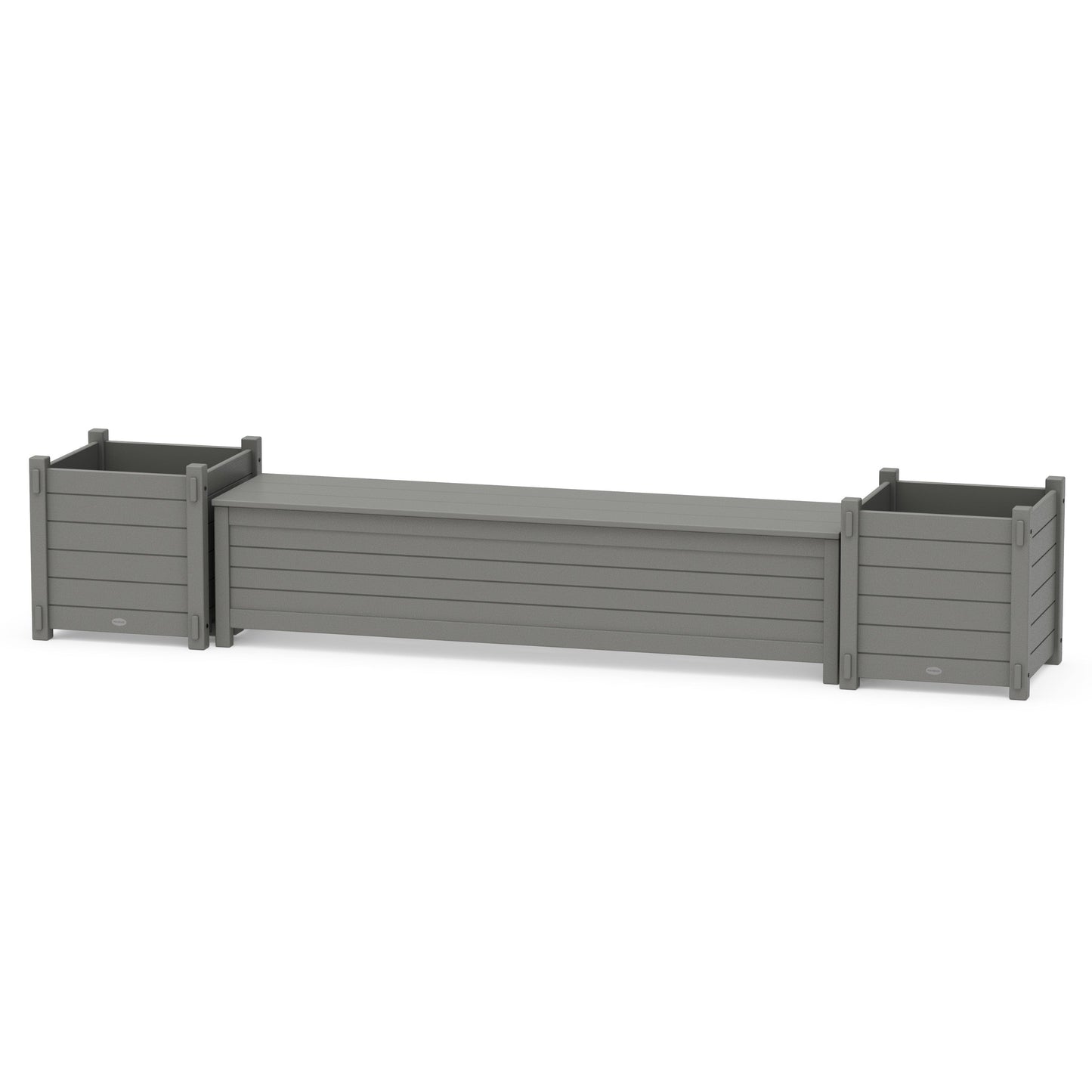 POLYWOOD 72" Nautical Straight Planter Storage Bench Set- Large — Slate Grey
