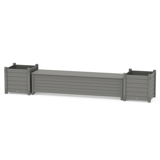 POLYWOOD 72" Nautical Straight Planter Storage Bench Set- Large — Slate Grey