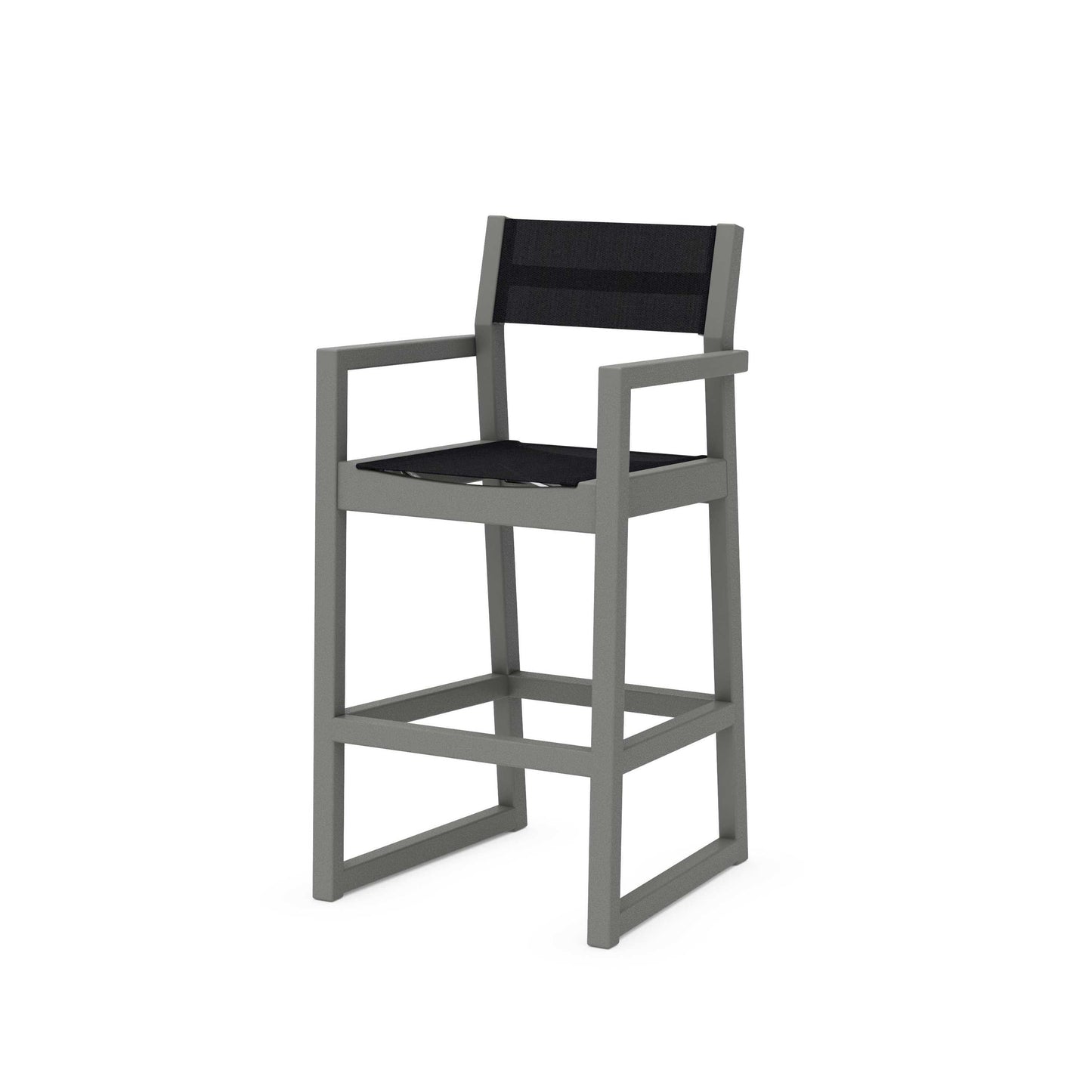 POLYWOOD EDGE Sling Bar Arm Chair — Slate Grey / Black Sling