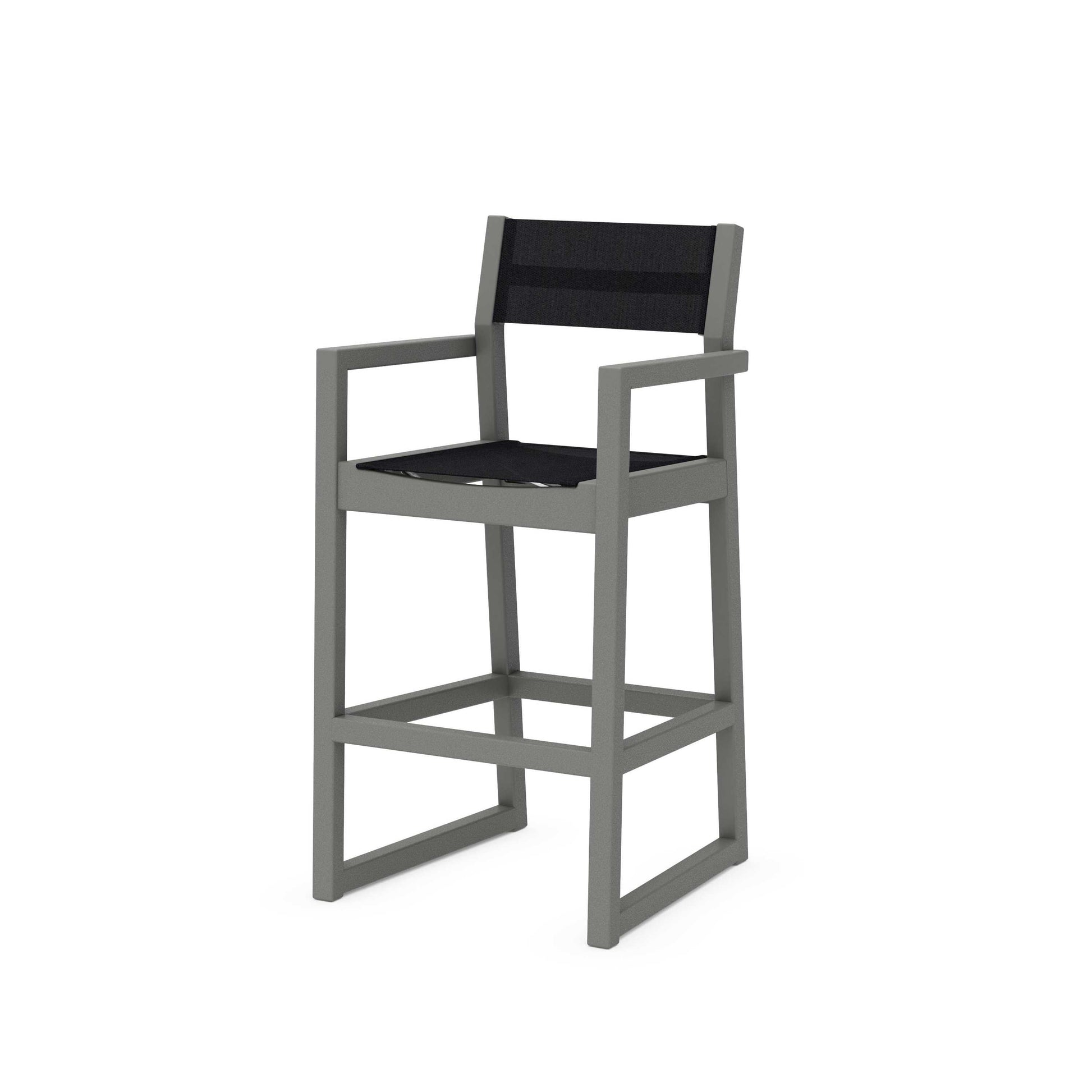 POLYWOOD EDGE Sling Bar Arm Chair — Slate Grey / Black Sling