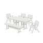 POLYWOOD Nautical Lowback 6-Piece Dining Set with Bench — Vintage White