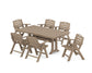 POLYWOOD Nautical Lowback 7-Piece Farmhouse Dining Set with Trestle Legs — Vintage Sahara