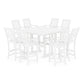 POLYWOOD Chinoiserie 9-Piece Square Bar Set with Trestle Legs — White