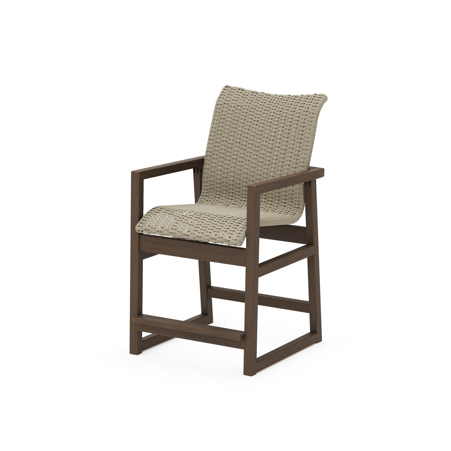 POLYWOOD EDGE Woven Counter Arm Chair — Kona / Dune Grass