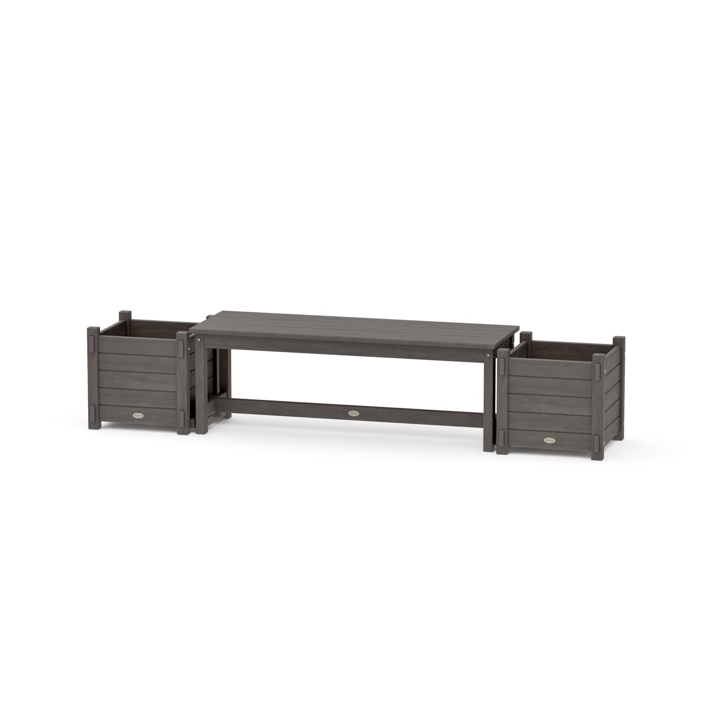 POLYWOOD 48" Nautical Straight Planter Bench Set — Driftwood