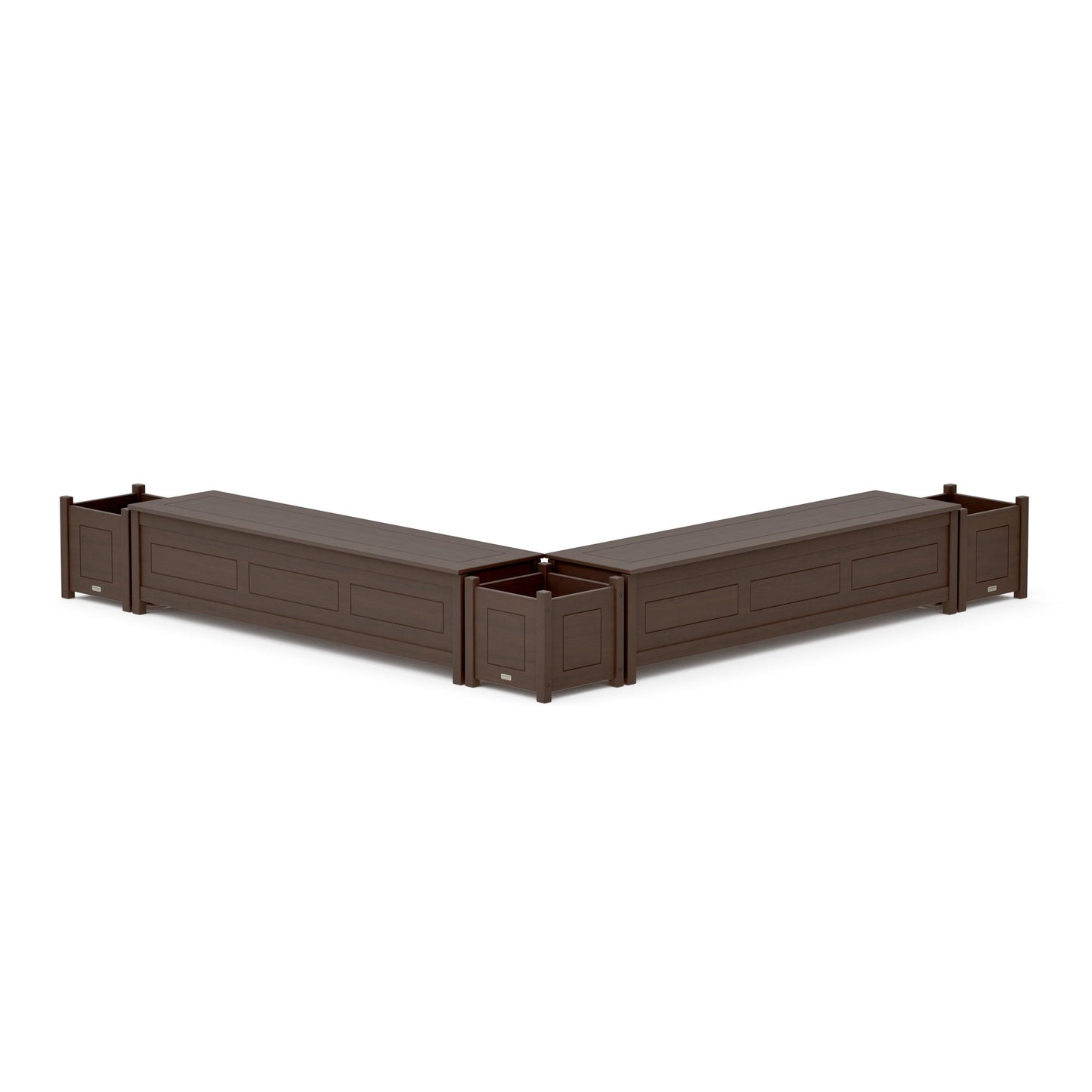 POLYWOOD 72" Country Living L- Shaped Planter Storage Bench Corner Set — Kona