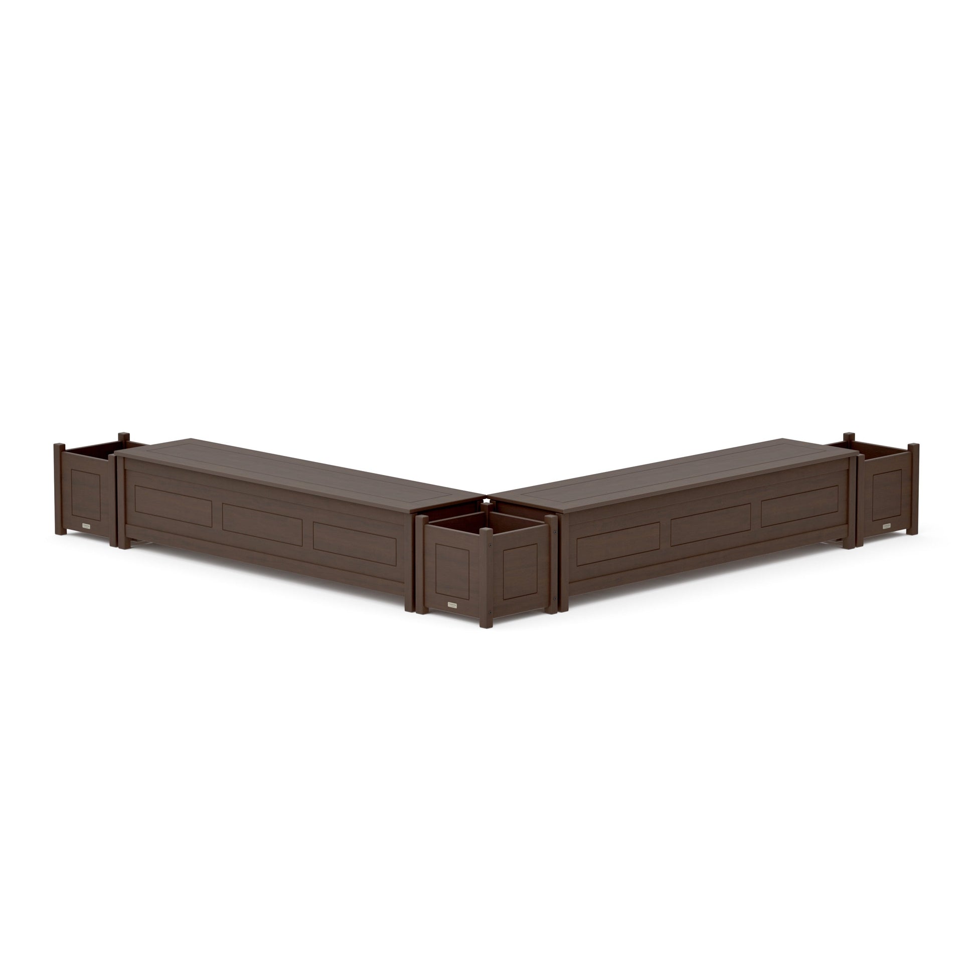 POLYWOOD 72" Country Living L- Shaped Planter Storage Bench Corner Set — Kona