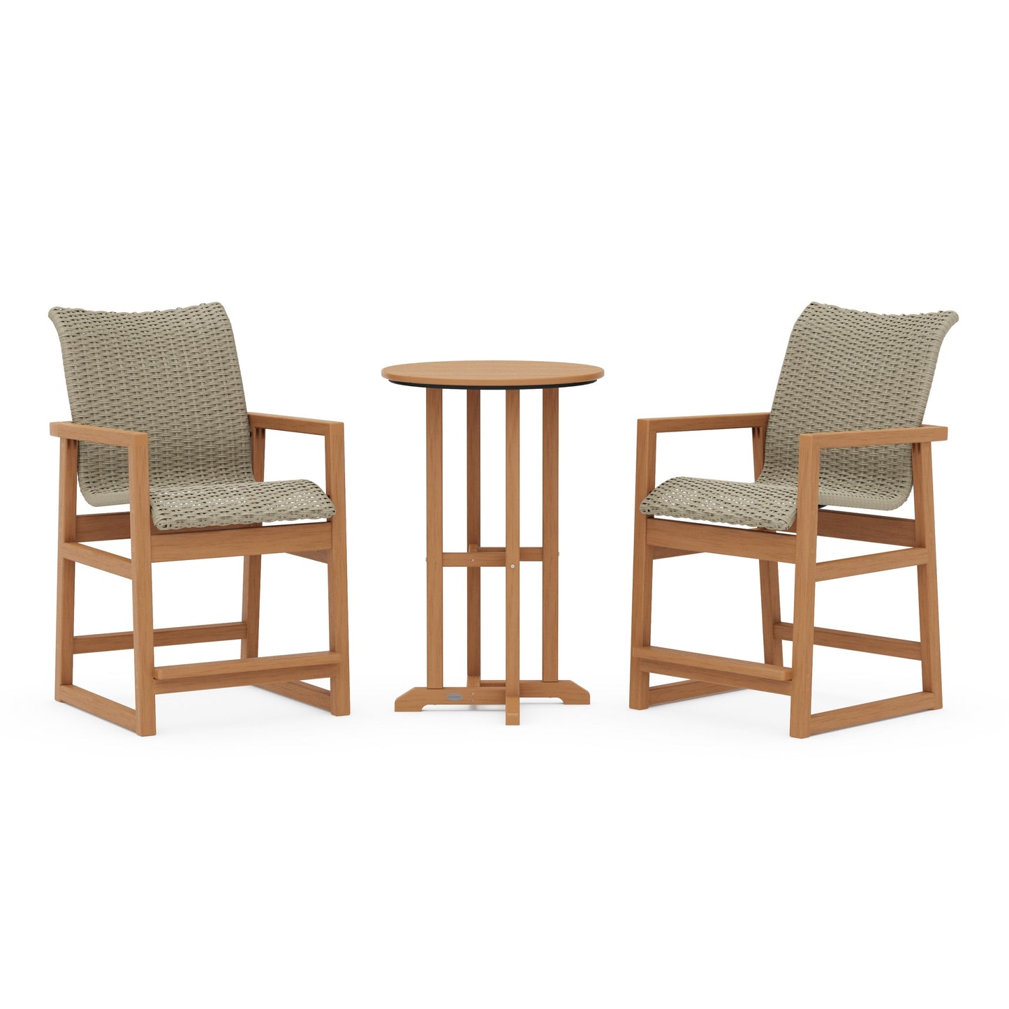 POLYWOOD EDGE Woven 3-Piece Farmhouse Counter Set — Natural / Dune Grass