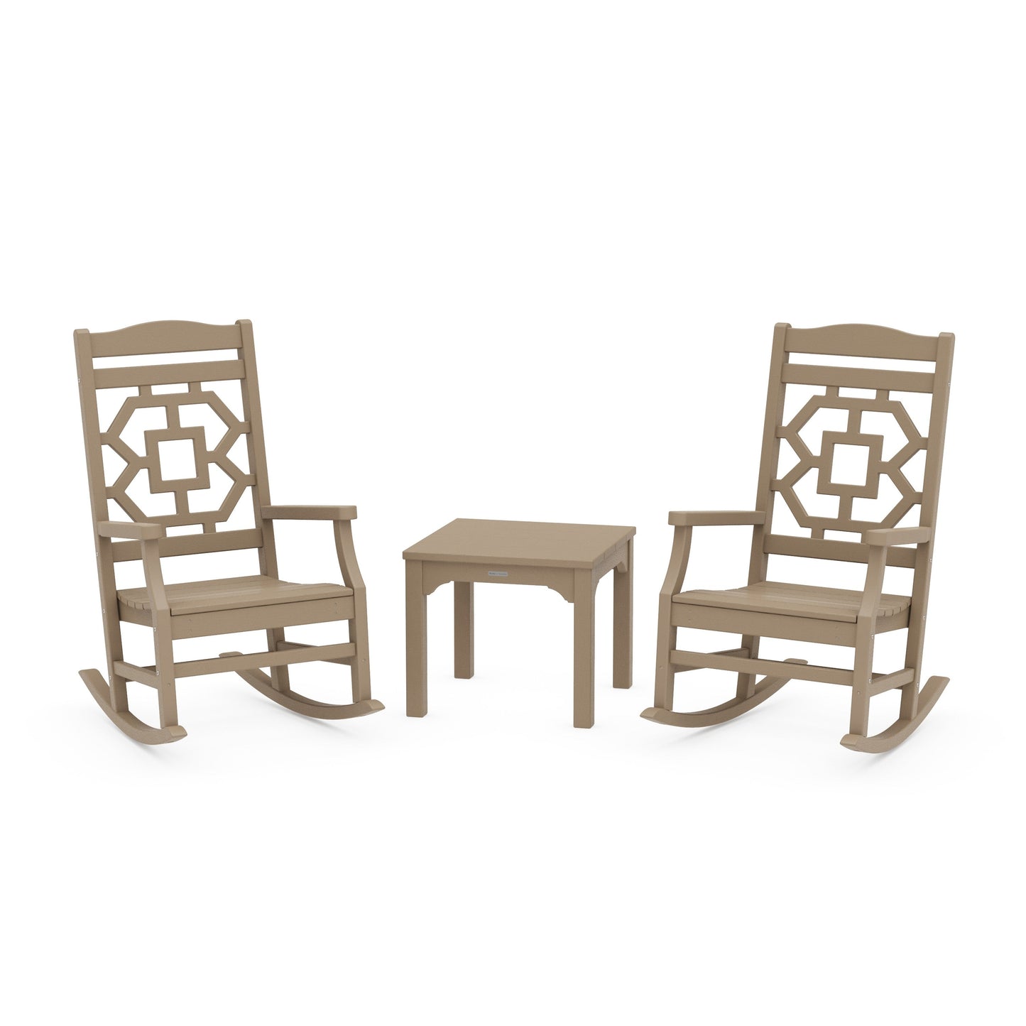 POLYWOOD Chinoiserie 3-Piece Rocking Chair Set — Vintage Sahara