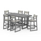 POLYWOOD EDGE Sling 7-Piece Bar Table Set — Slate Grey / Birch Sling