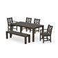 POLYWOOD Chippendale 6-Piece Parsons Dining Set with Bench — Vintage Coffee