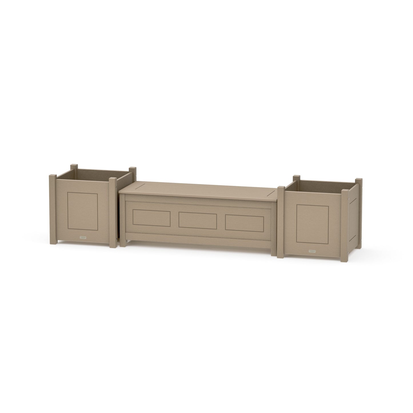 POLYWOOD 48" Country Living Straight Planter Storage Bench Set- Large — Vintage Sahara