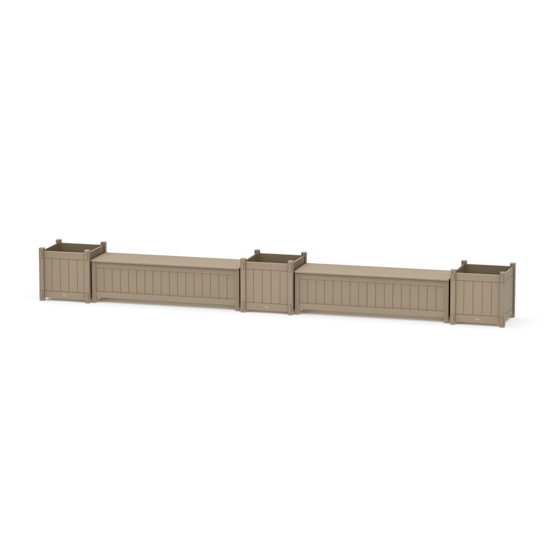 POLYWOOD 60" Vineyard Straight Double Planter Storage Bench Set- Large — Vintage Sahara