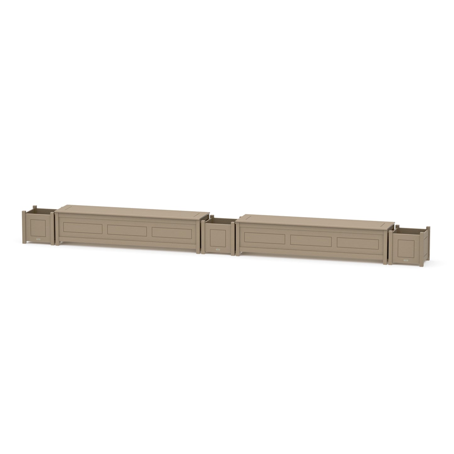 POLYWOOD 72" Country Living Straight Double Planter Storage Bench Set — Vintage Sahara