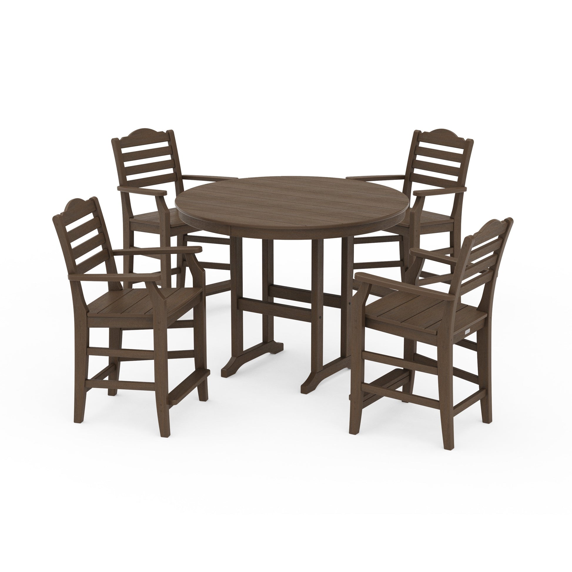 POLYWOOD Savannah 5-Piece Round Farmhouse Counter Set — Kona