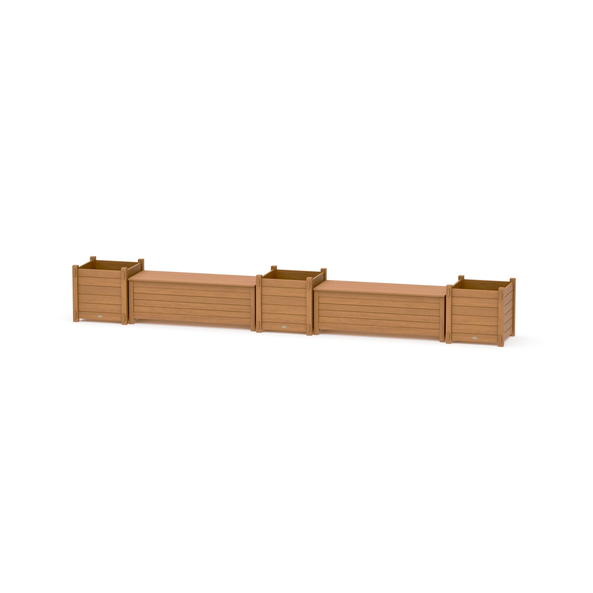 POLYWOOD 48" Nautical Straight Double Planter Storage Bench Set- Large — Natural