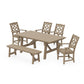 POLYWOOD Chinoiserie 6-Piece Rustic Farmhouse Dining Set with Bench — Vintage Sahara
