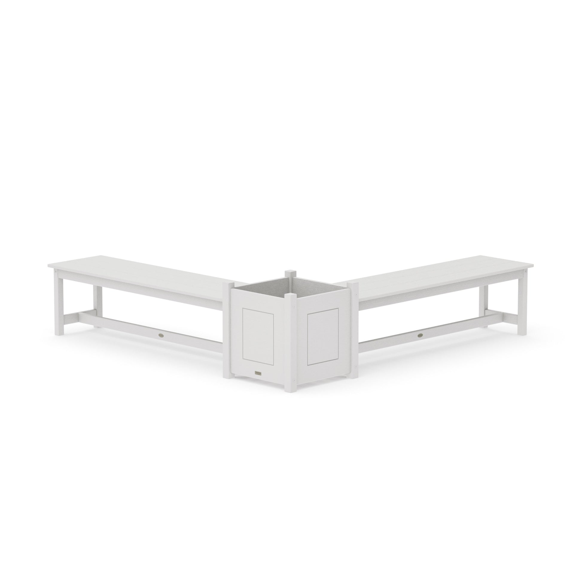 POLYWOOD 60" Country Living L- Shaped Planter Bench Set- Large — Vintage White