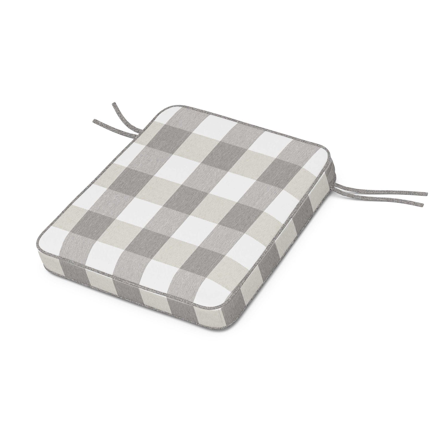 POLYWOOD Chinoiserie Rocker Seat Cushion — Buffalo Plaid Grey Mist
