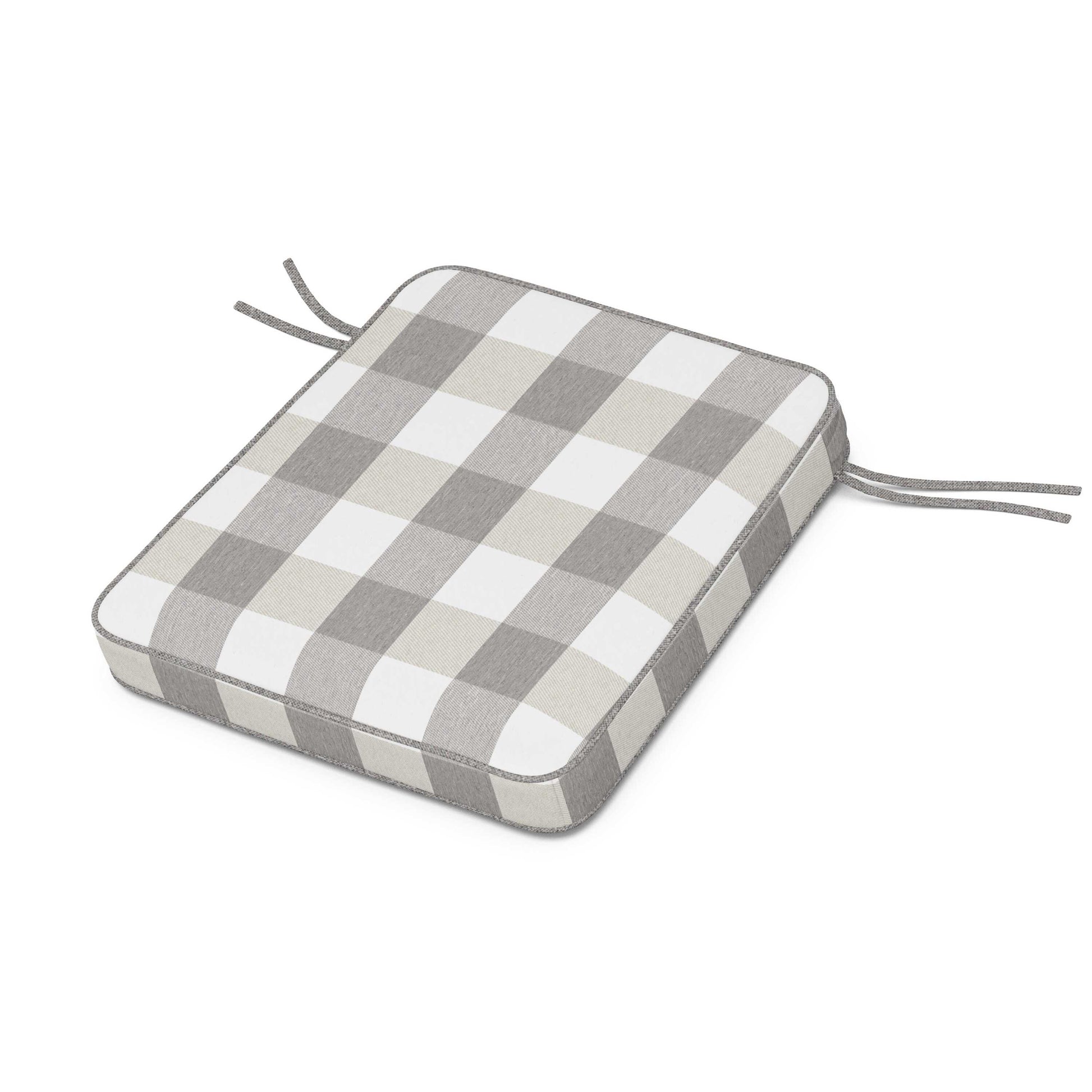 POLYWOOD Chinoiserie Rocker Seat Cushion — Buffalo Plaid Grey Mist