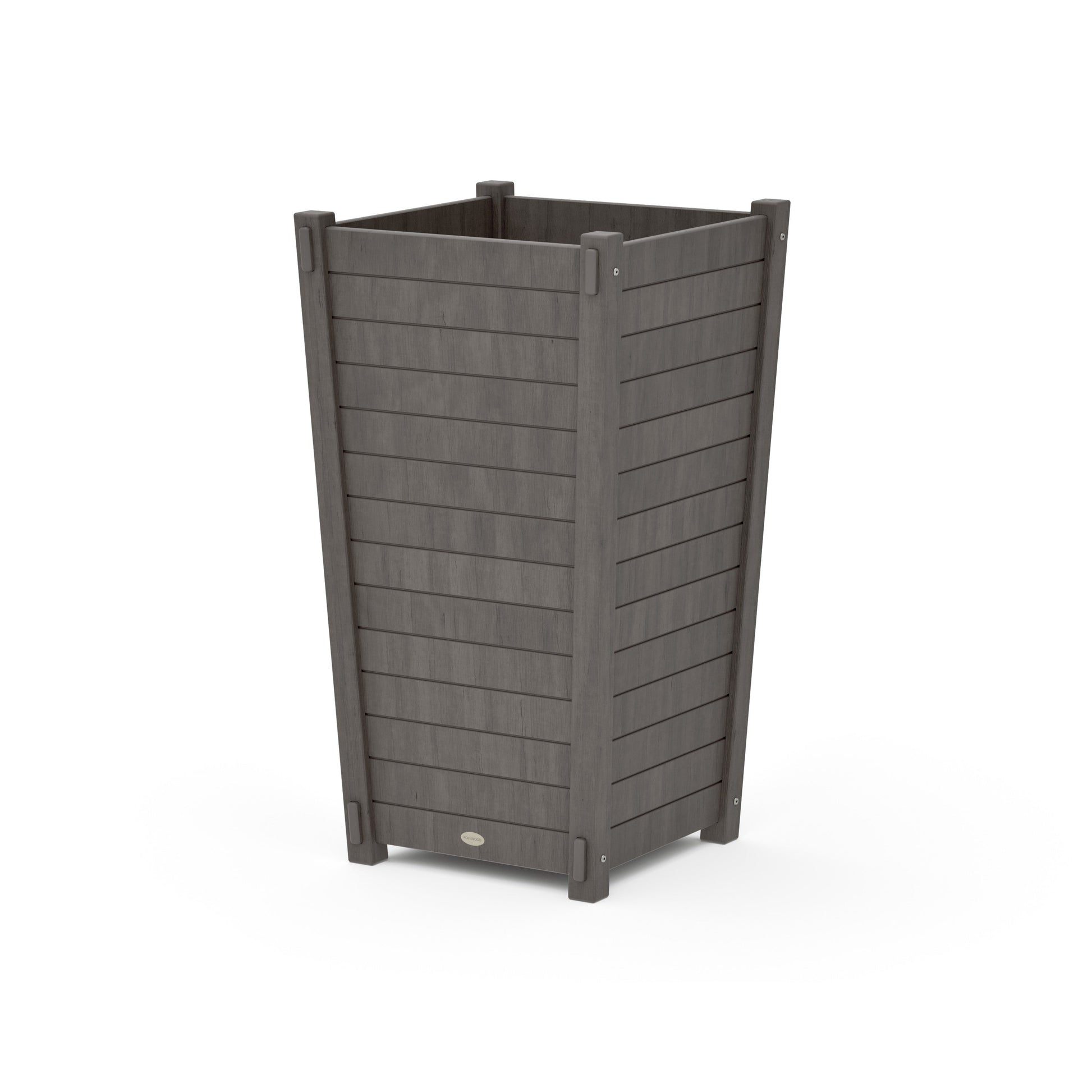 POLYWOOD Nautical Large Tapered Square Tall Planter Box — Driftwood