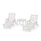 POLYWOOD Chippendale 3-Piece Chaise Set with Arms and Wheels — Vintage White