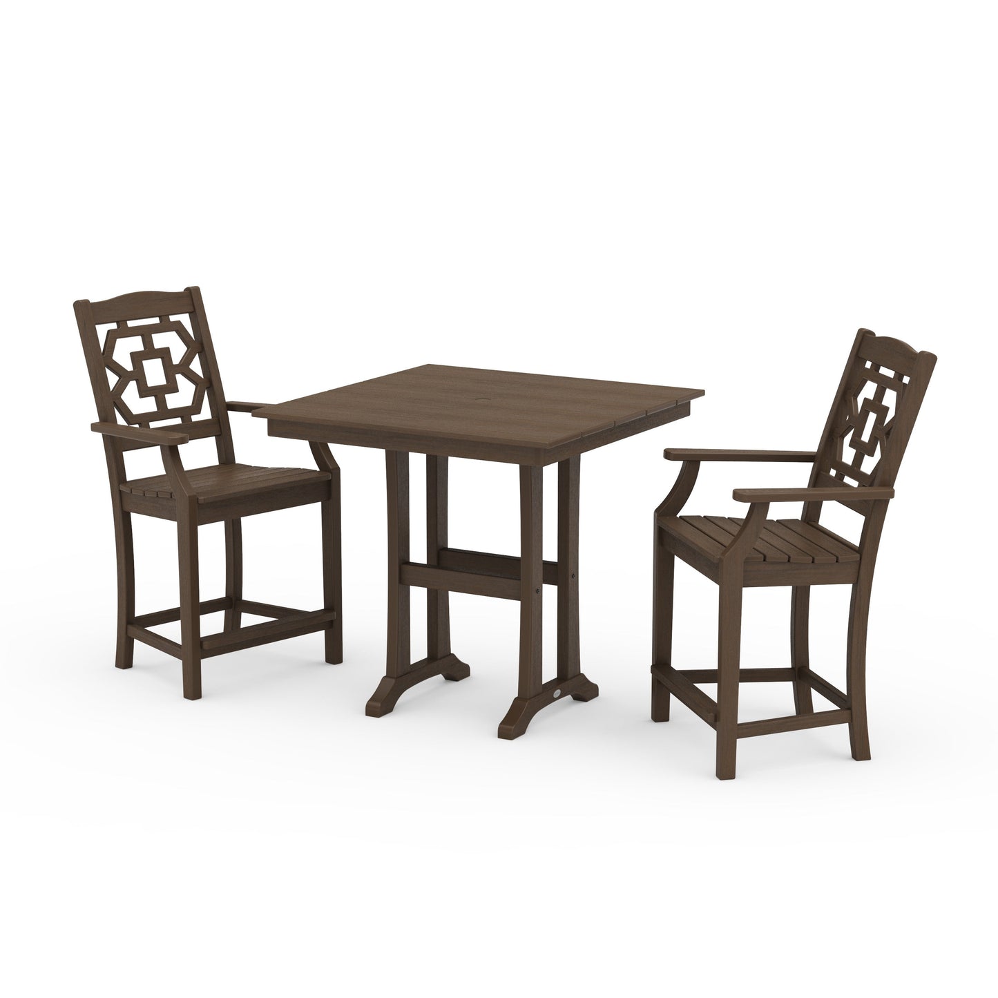 POLYWOOD Chinoiserie 3-Piece Farmhouse Counter Set with Trestle Legs — Kona