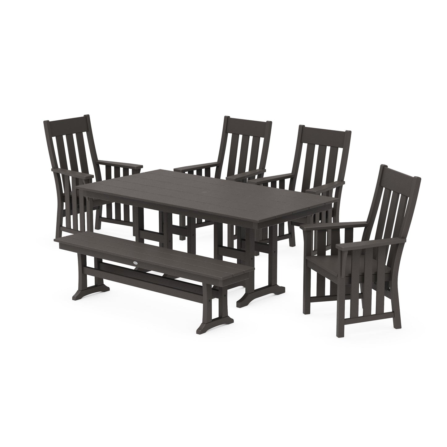 POLYWOOD Acadia 6-Piece Farmhouse Dining Set with Bench — Vintage Coffee
