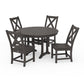 POLYWOOD Braxton Side Chair 5-Piece Round Dining Set With Trestle Legs — Vintage Coffee