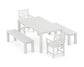 POLYWOOD Chippendale 5-Piece Parsons Dining Set with Benches — White