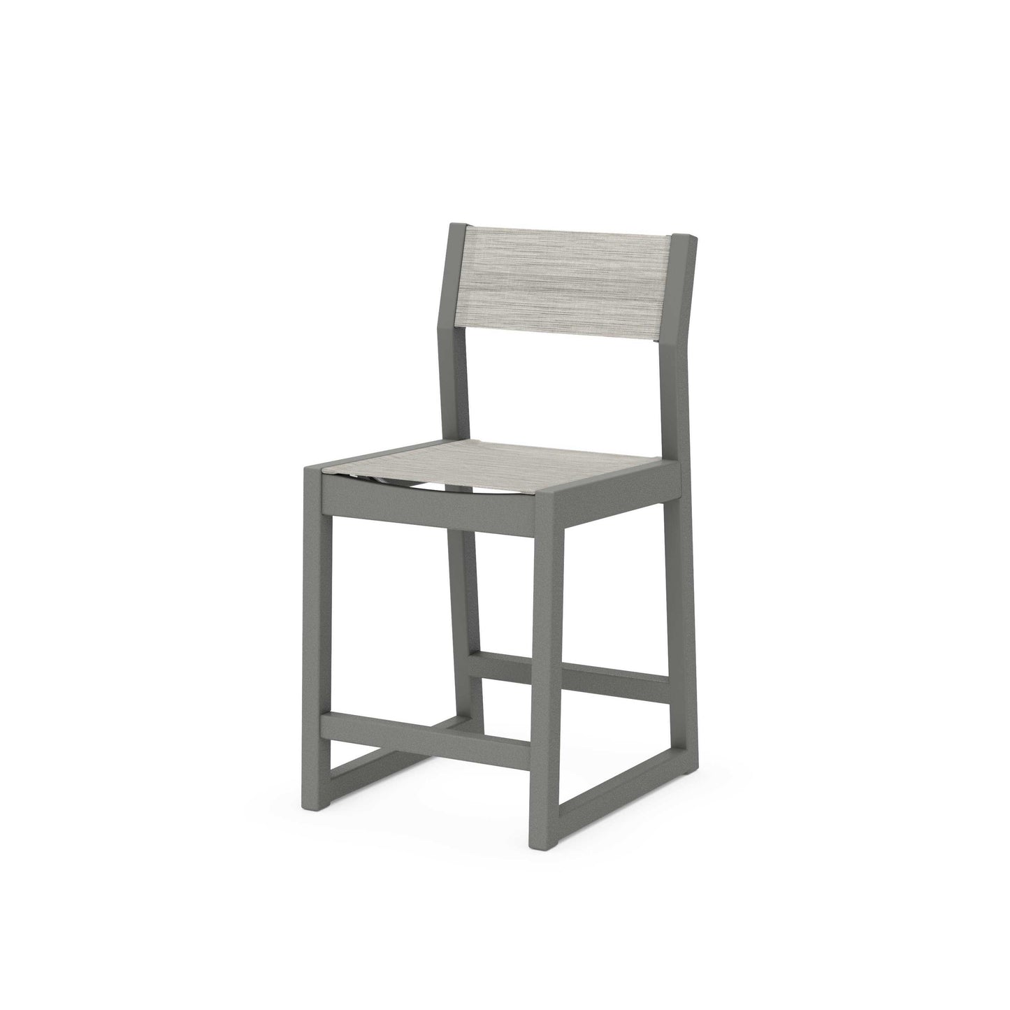 POLYWOOD EDGE Sling Counter Side Chair — Slate Grey / Birch Sling