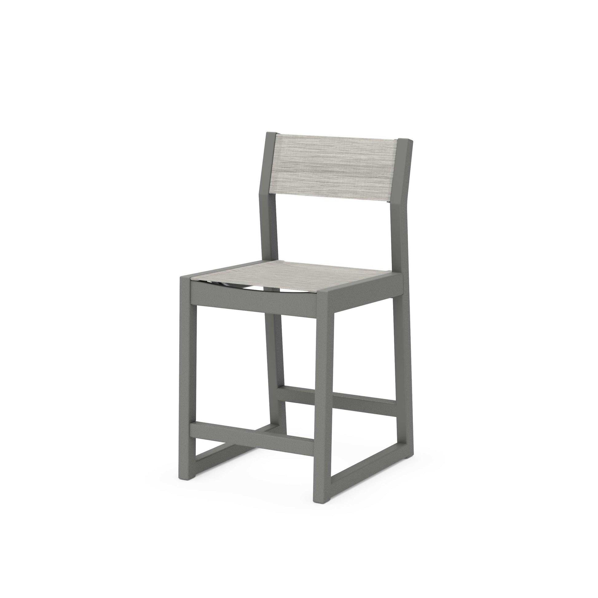 POLYWOOD EDGE Sling Counter Side Chair — Slate Grey / Birch Sling