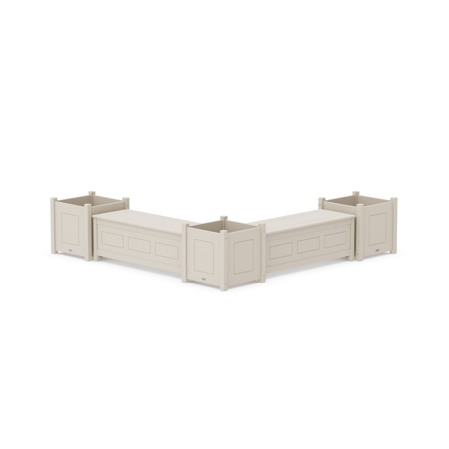 POLYWOOD 48" Country Living L- Shaped Planter Storage Bench Corner Set- Large — Sand