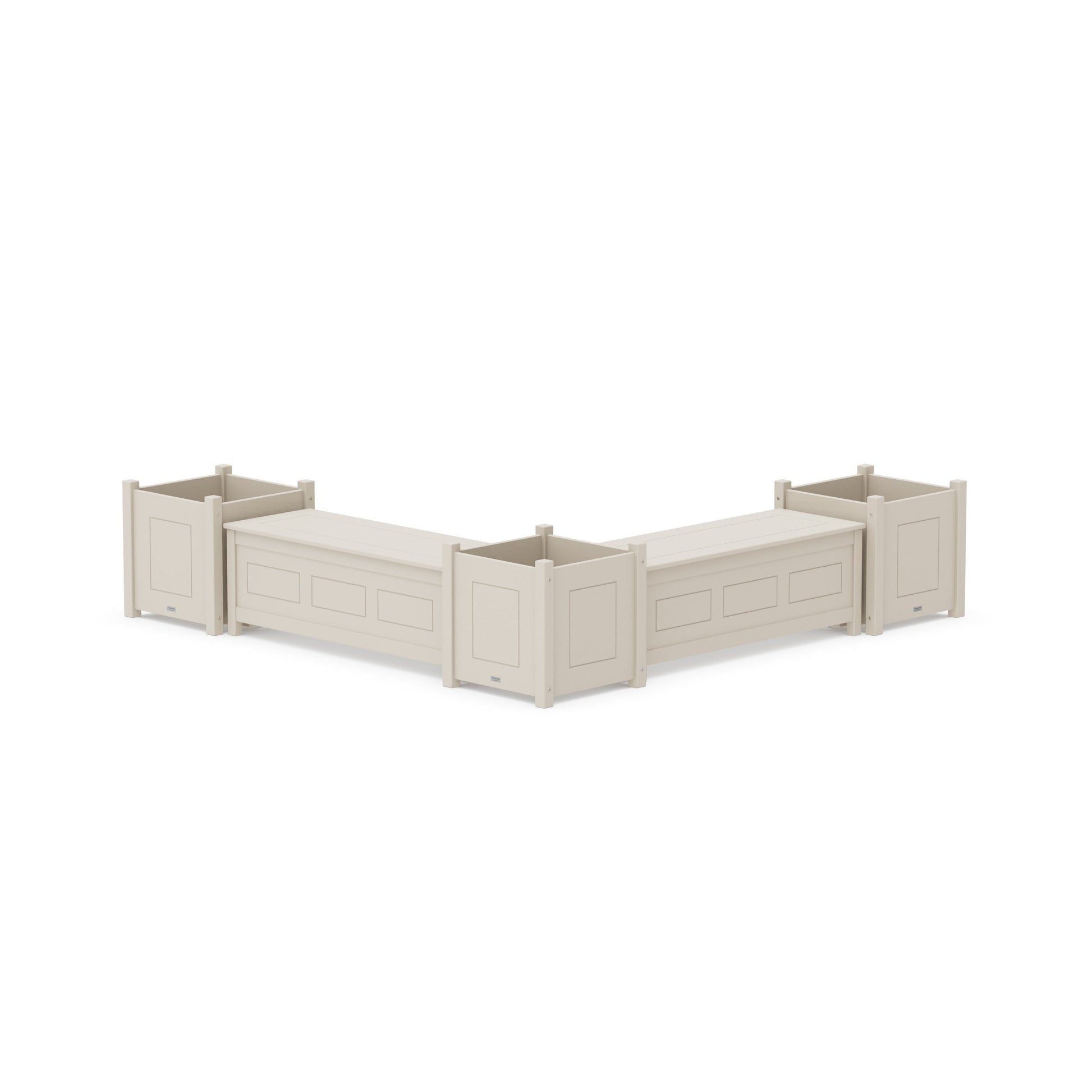 POLYWOOD 48" Country Living L- Shaped Planter Storage Bench Corner Set- Large — Sand