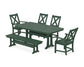 POLYWOOD Braxton 6-Piece Dining Set with Trestle Legs — Green