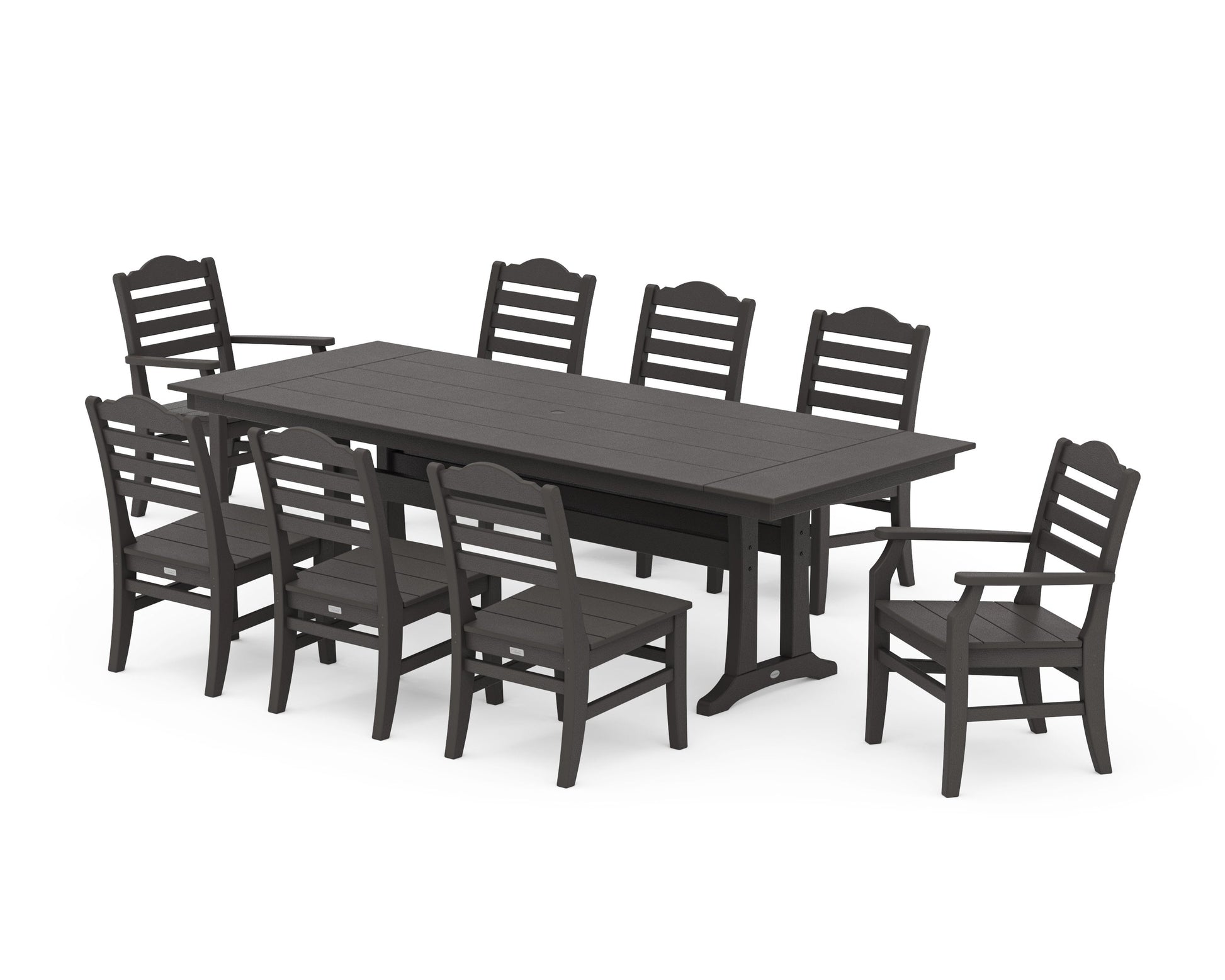 POLYWOOD Savannah 9-Piece Farmhouse Dining Set with Trestle Legs — Vintage Coffee