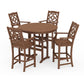 POLYWOOD Chinoiserie 5-Piece Round Farmhouse Bar Set — Teak