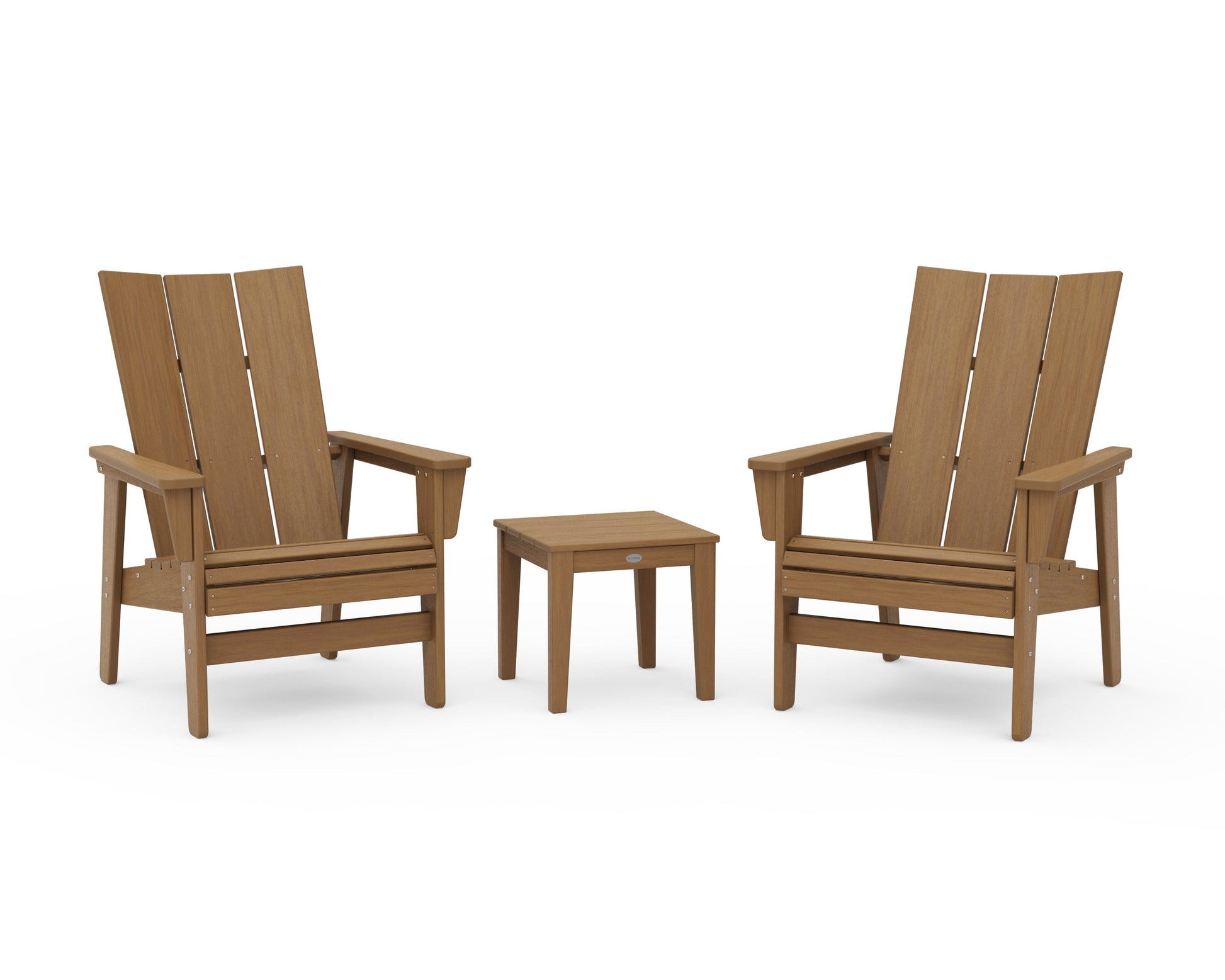 POLYWOOD 3-Piece Modern Grand Upright Adirondack Set — Natural