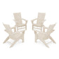 POLYWOOD 4-Piece Modern Curveback Adirondack Conversation Set — Sand