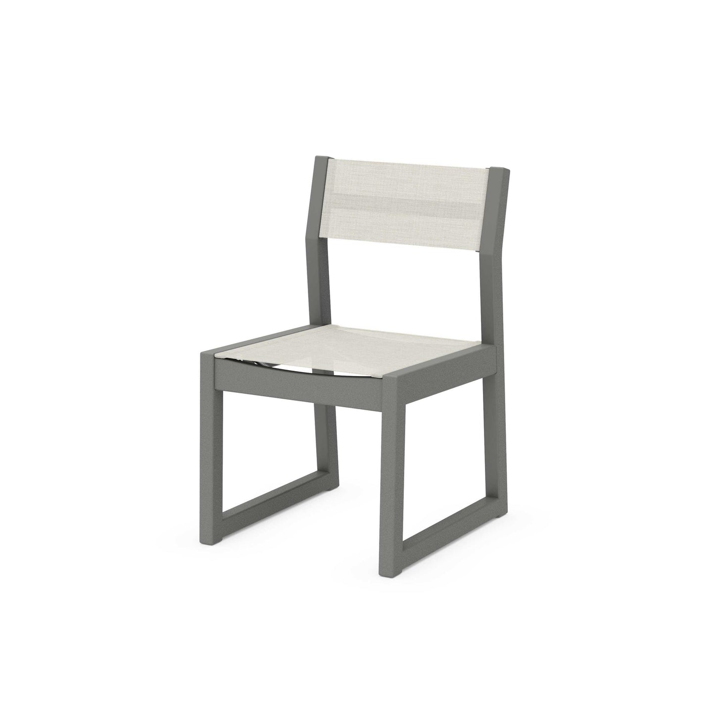 POLYWOOD EDGE Sling Dining Side Chair — Slate Grey / Parchment Sling