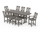 POLYWOOD Braxton 9-Piece Farmhouse Counter Set with Trestle Legs — Driftwood
