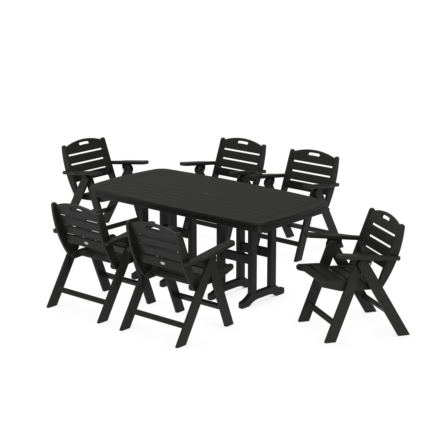 POLYWOOD Nautical Lowback 7-Piece Dining Set — Black